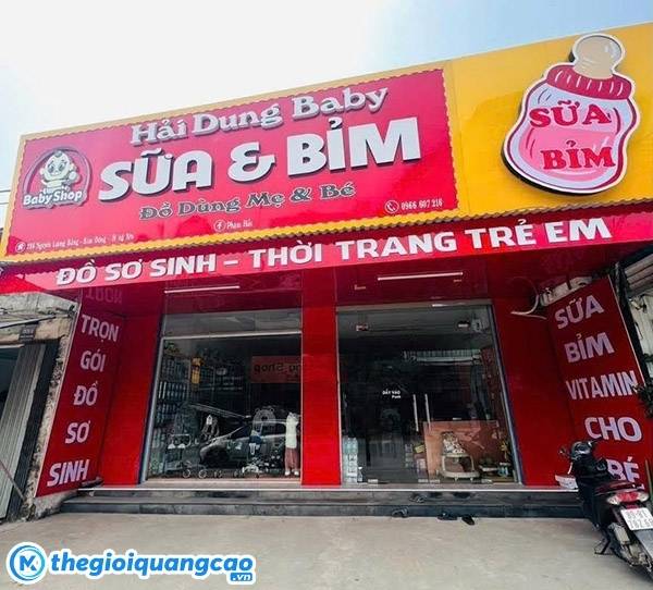 Mẫu bảng hiệu cửa h&agrave;ng sữa Hải Dung Baby