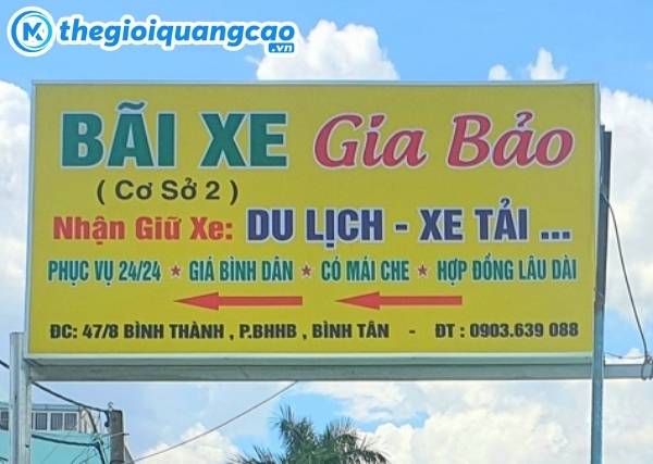 Mẫu bảng hiệu b&atilde;i giữ xe Gia Bảo