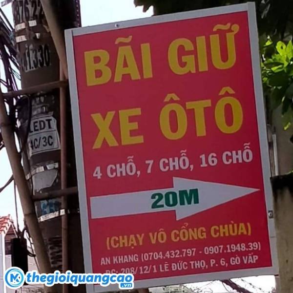 Bảng hiệu hộp đ&egrave;n b&atilde;i giữ xe &ocirc; t&ocirc;