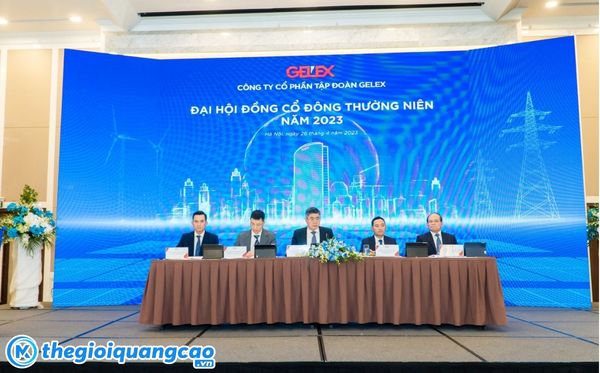 Mẫu background đại hội đồng cổ đ&ocirc;ng c&ocirc;ng ty cp tập đo&agrave;n Gelex