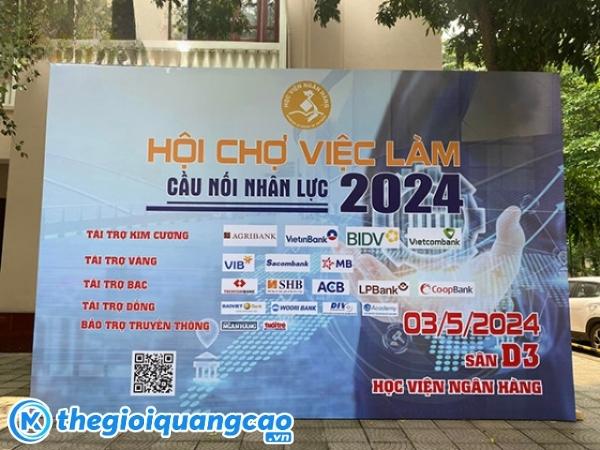Mẫu backdrop gian h&agrave;ng hội chợ việc l&agrave;m