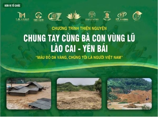 Mẫu banner từ thiện chung tay cung b&agrave; con v&ugrave;ng lũ