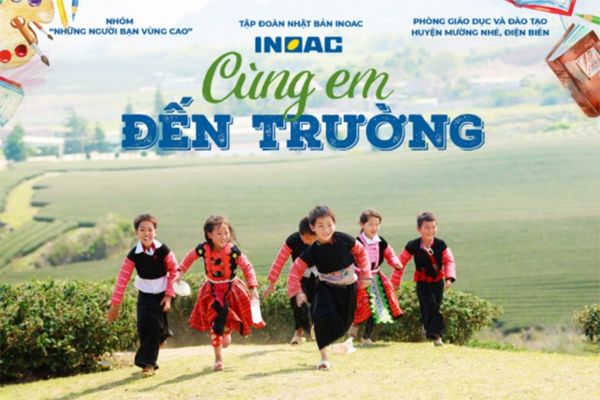 Mẫu backdrop từ thiện c&ugrave;ng em đến trường