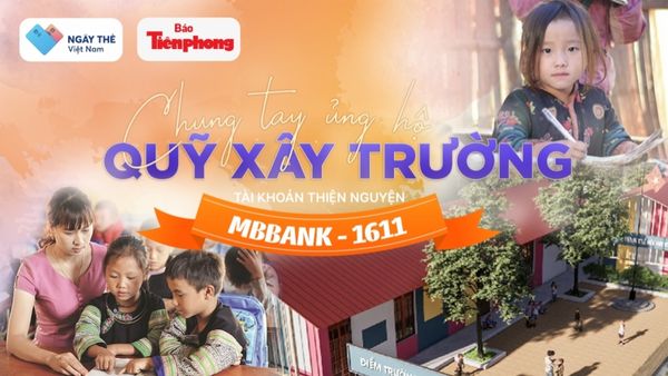 Mẫu backdrop chương tr&igrave;nh thiện nguyện g&acirc;y quỹ x&acirc;y trường&nbsp;