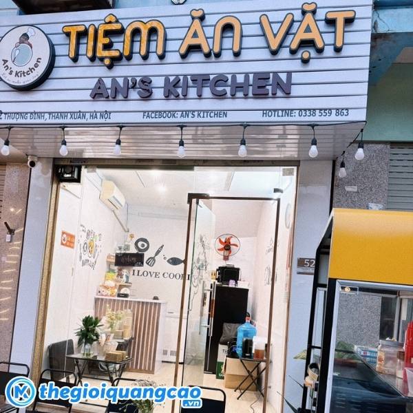 Mẫu bảng hiệu tiệm ăn vặt An kitchen