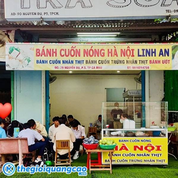 Mẫu bảng hiệu b&aacute;nh cuốn n&oacute;ng H&agrave; Nội Linh An
