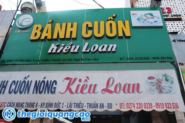 Mẫu bảng hiệu b&aacute;nh cuốn n&oacute;ng Kiều Loan