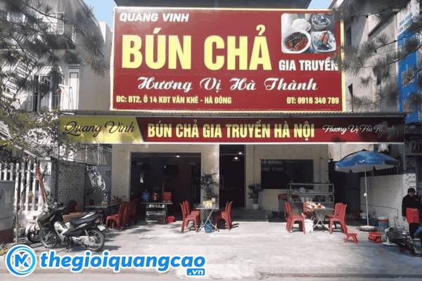 Mẫu bảng hiệu b&uacute;n chả gia truyền hương vị H&agrave; Th&agrave;nh