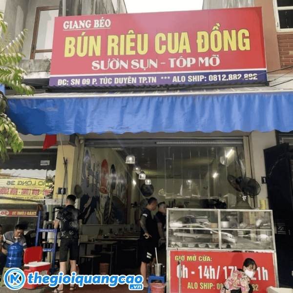 Mẫu bảng hiệu b&uacute;n ri&ecirc;u cua đồng Giang B&eacute;o