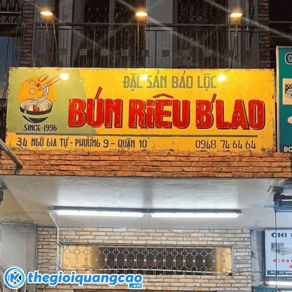 Mẫu bảng hiệu b&uacute;n ri&ecirc;u Blao đặc sản bảo lộc