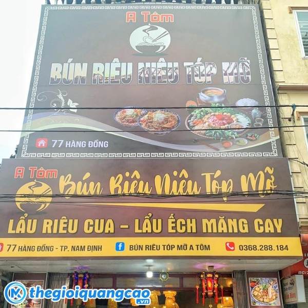 Gi&aacute; l&agrave;m bảng hiệu b&uacute;n ri&ecirc;u cua t&oacute;p mỡ