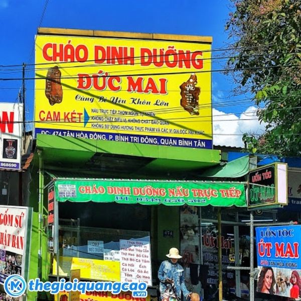 Mẫu bảng hiệu ch&aacute;o dinh dưỡng Đức Mai