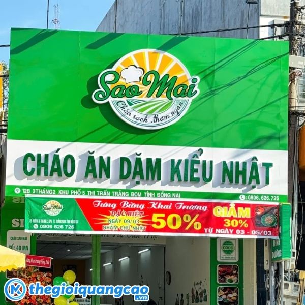 Mẫu bảng hiệu ch&aacute;o dinh dưỡng chữ nổi