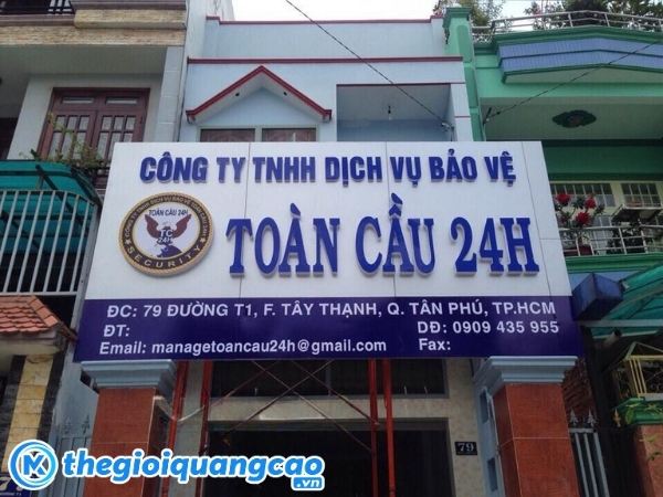 Mẫu bảng hiệu c&ocirc;ng ty dịch vụ bảo vệ To&agrave;n Cầu 24H