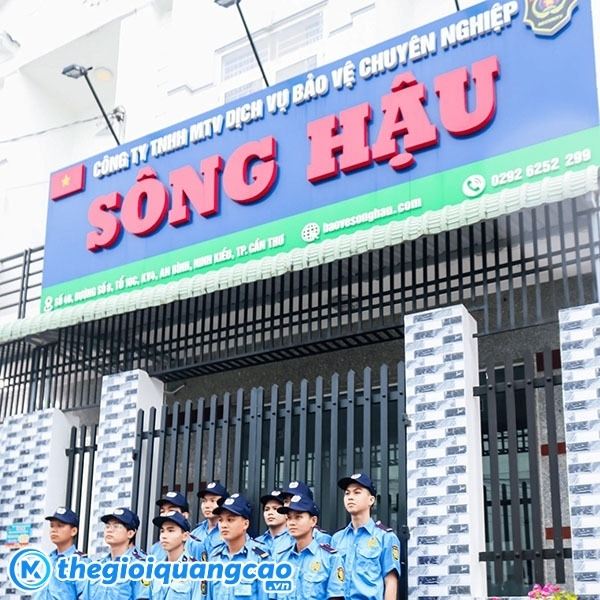 Mẫu bảng hiệu c&ocirc;ng ty dịch vụ bảo vệ chuy&ecirc;n nghiệp S&ocirc;ng Hậu