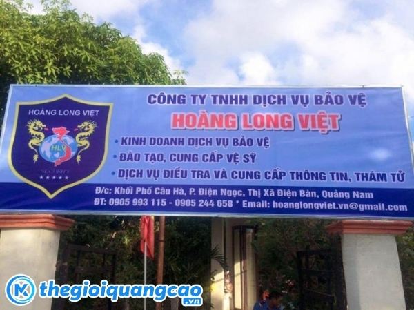 Bảng hiệu c&ocirc;ng ty bảo vệ bằng chất liệu bạt hiflex