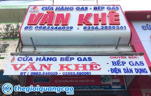 Bảng hiệu cửa h&agrave;ng gas mặt dụng Alu chữ nổi Mica