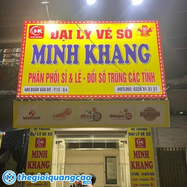Mẫu bảng hiệu đại l&yacute; v&eacute; số Minh Khang