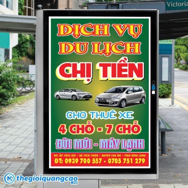 Mẫu biển vẫy hộp đ&egrave;n dịch vụ du lịch Chị Tiền