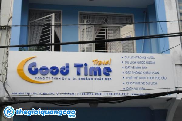 Mẫu bảng hiệu c&ocirc;ng ty dịch vụ du lịch Good Time Travel