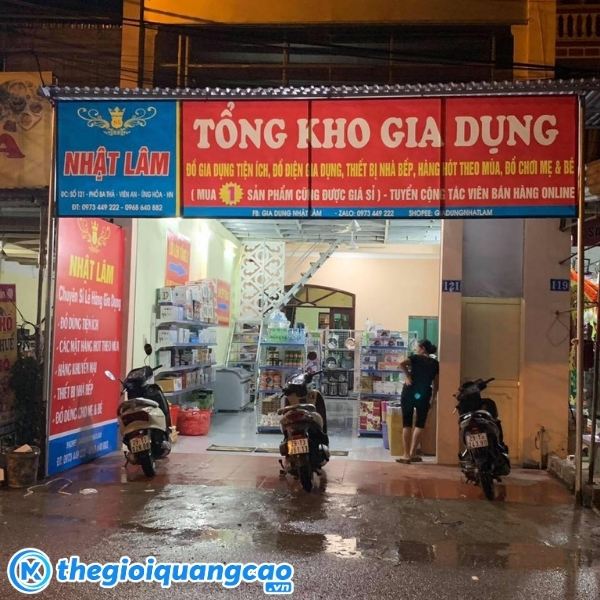 Mẫu bảng hiệu tổng kho gia dụng Nhật L&acirc;m