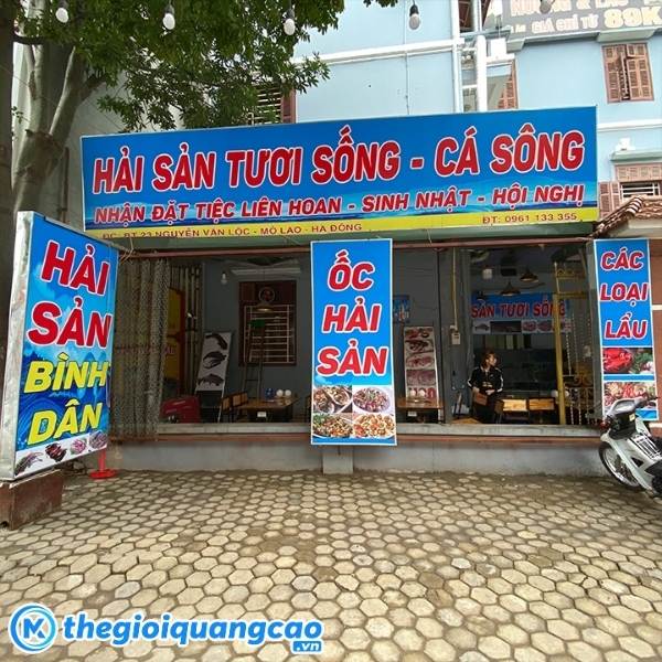 Biển hiệu hải sản tươi sống bạt hiflex