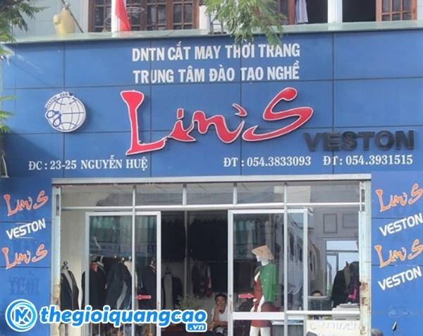 Mẫu bảng hiệu nh&agrave; may thời trang Linh Veston