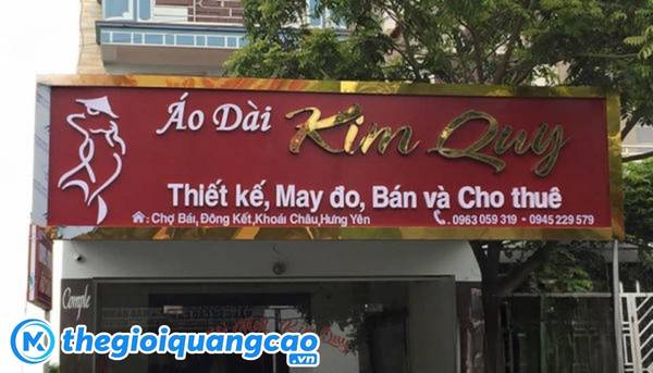 Bảng hiệu nh&agrave; m&aacute;y &aacute;o d&agrave;i chữ nổi inox