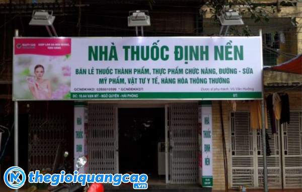 Bảng hiệu nh&agrave; thuốc Định Nền chất liệu bạt Hiflex