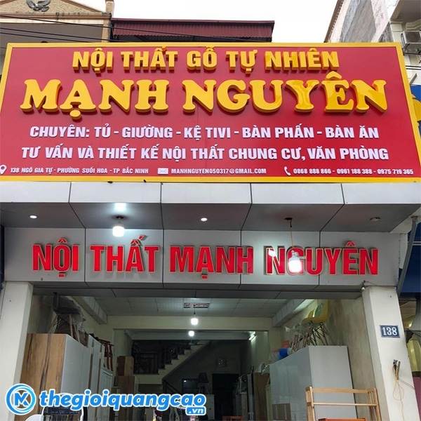 Mẫu bảng hiệu nội thất gỗ tự nhi&ecirc;n Mạnh Nguy&ecirc;n
