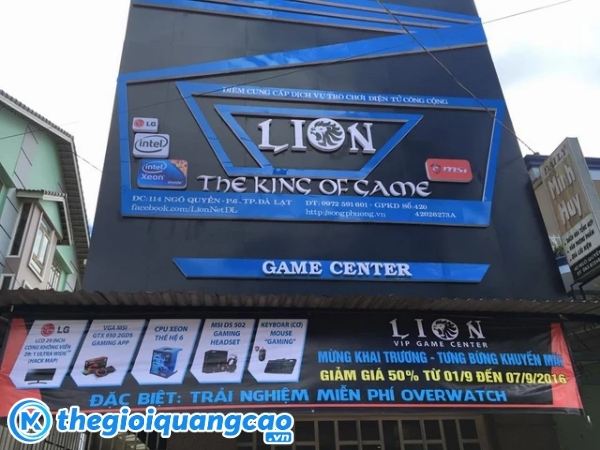 Mẫu bảng hiệu ph&ograve;ng game Lion