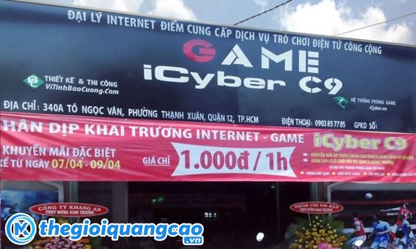 Thi c&ocirc;ng bảng hiệu quảng c&aacute;o ph&ograve;ng game gi&aacute; rẻ trọn g&oacute;i TPHCM