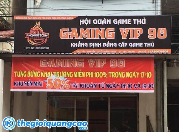 Bảng hiệu tiệm net chất liệu bạt hiflex