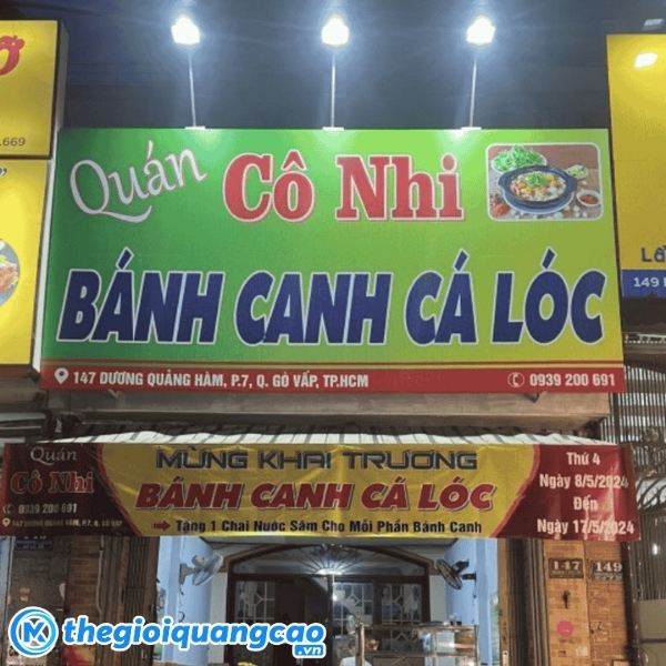 Bảng hiệu qu&aacute;n b&aacute;nh canh bạt hiflex khung sắt