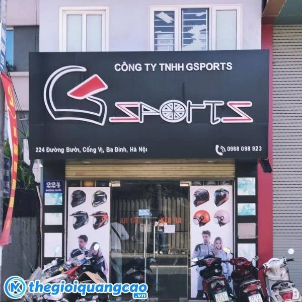 Mẫu bảng hiệu shop n&oacute;n bảo hiểm Gsports