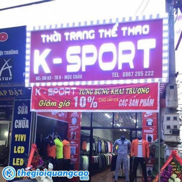 Bảng hiệu cửa h&agrave;ng thể thao chữ nổi đ&egrave;n LED