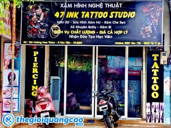 Mẫu bảng hiệu xăm h&igrave;nh nghệ thuật phong c&aacute;ch &aacute; đ&ocirc;ng