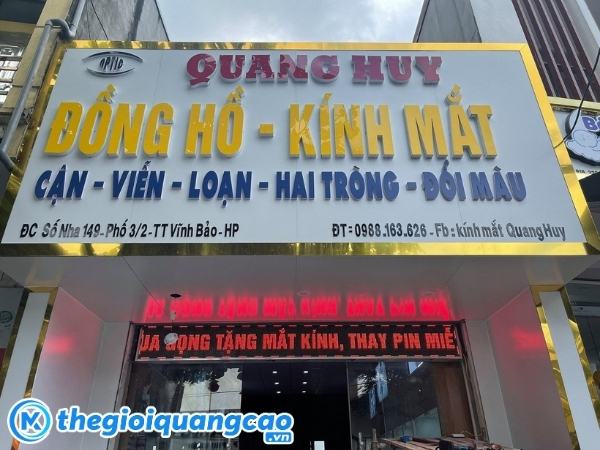 Mẫu bảng hiệu tiệm đồng hồ Quang Huy