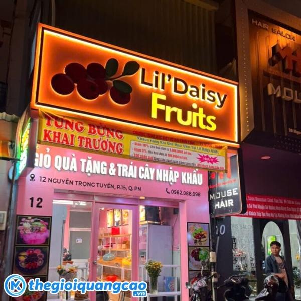 Mẫu dự án làm bảng hiệu Alu cho cửa hàng quà tặng trái cây nhập khẩu