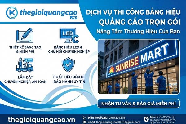 Dịch Vụ Làm Bảng Hiệu Quảng Cáo Trọn Gói, Giá Rẻ TPHCM