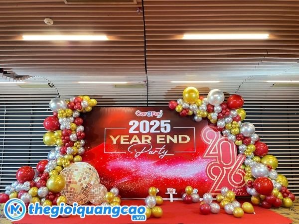 Thi c&ocirc;ng backdrop year end party gi&aacute; rẻ, chất lượng tại HCM