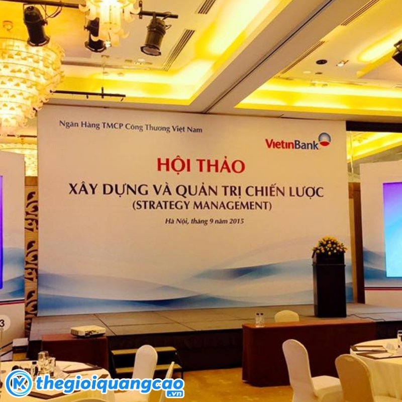 Backdrop hội thảo in bạt Hiflex