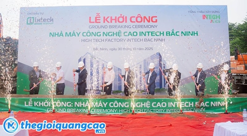 In backdrop lễ khởi c&ocirc;ng gi&aacute; rẻ trọn g&oacute;i tại TPHCM