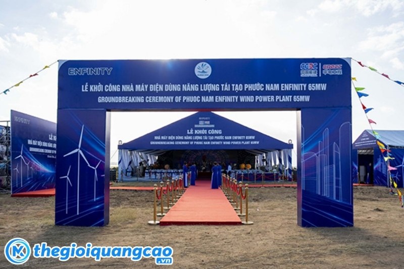 Mẫu bacdrop lễ khởi c&ocirc;ng in PP bồi Formex