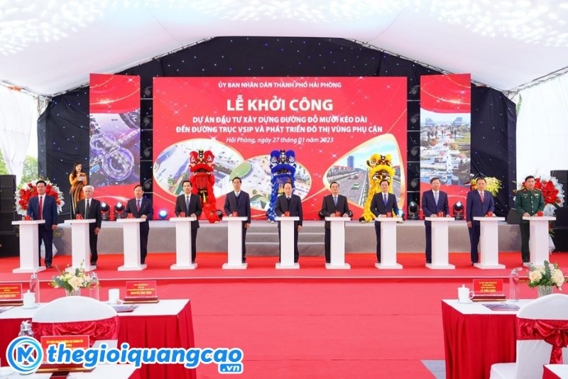 Backdrop lễ khởi c&ocirc;ng m&agrave;n h&igrave;nh Led