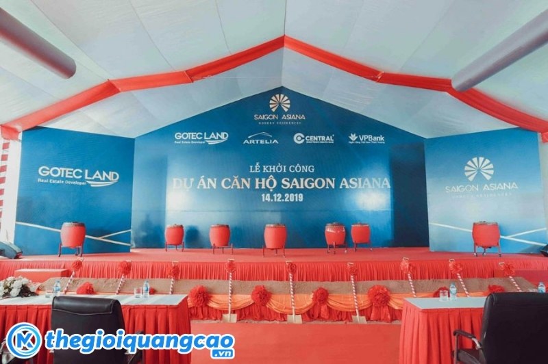 Mẫu backdrop lễ khởi c&ocirc;ng dự &aacute;n căn hộ Saigon Asiana