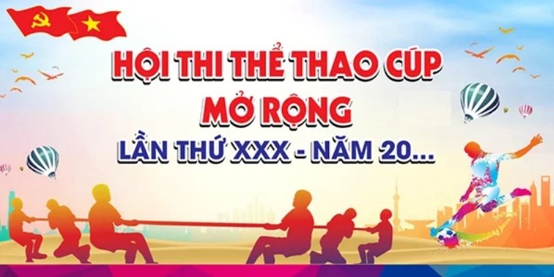 Mẫu backdrop hội thi thể thao c&uacute;p mở rộng
