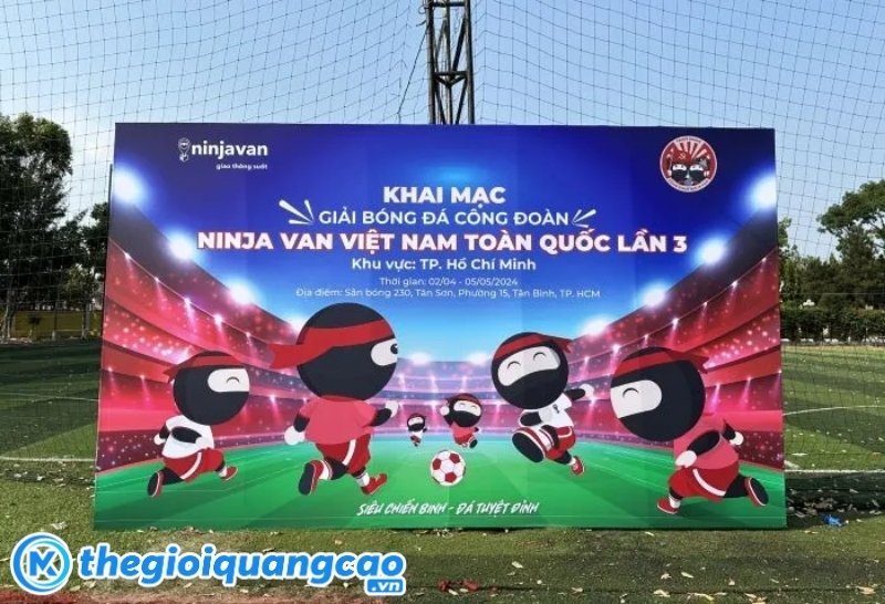 Backdrop ng&agrave;y hội thể thao in bạt hiflex