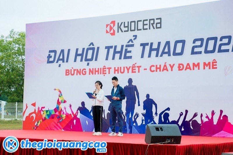 Backdrop ng&agrave;y hội thể thao in PP bồi Formex