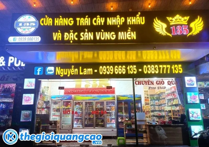 Mẫu bảng hiệu cửa h&agrave;ng tr&aacute;i c&acirc;y nhập khẩu cao cấp